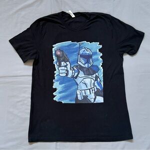 Men’s Star Wars Captain Rex Clone War Black Graphic T-Shirt Size Large
